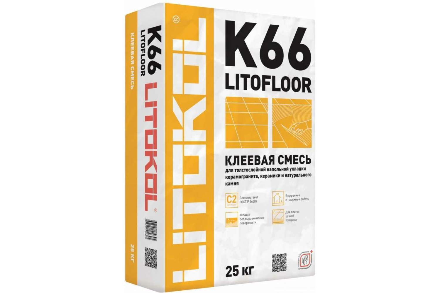 картинка Клей плит LitoFloor K66, 25кг от базы строительно-отделочных материалов